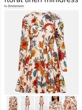 Zimmermann Ginger minidress 100% linen AUS 3 in ivory floral